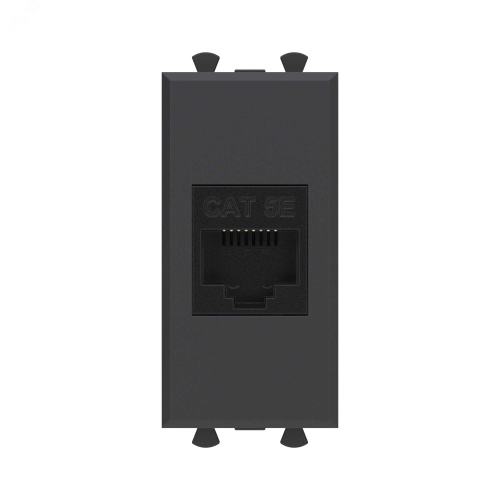 Avanti Компьютерная розетка RJ-45 без шторки модульная кат.5е Черный матовый 1 модуль | код 4412661 | DKC