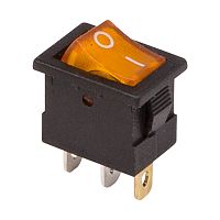 Выключатель клавишный 12V 15А (3с) ON-OFF желтый с подсветкой Mini REXANT | код 36-2172 | REXANT