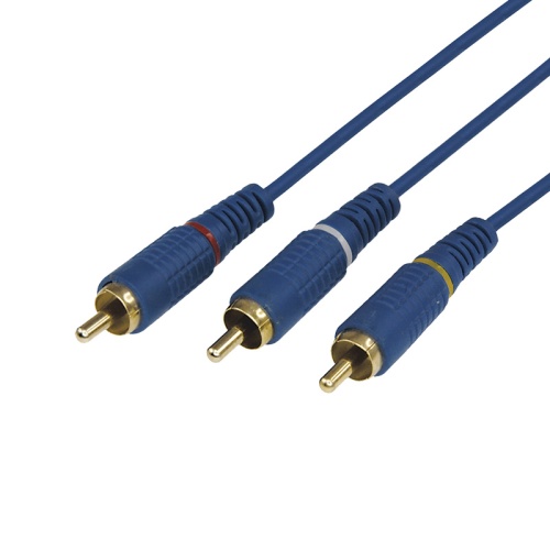 Шнур 3 RCA - 3 RCA, длина 3 метра, синий (GOLD) REXANT | код 17-0204-1 | REXANT