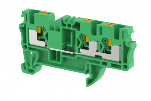 Клемма проходная PUSH-IN 4 мм2, на 3 подключения, зеленая PQ4-1x2-GREEN | код 3103050003 | Elmex