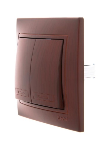 MIRA Выключатель двухклавишный вишня | код 701-0601-101 | Lezard фото 2