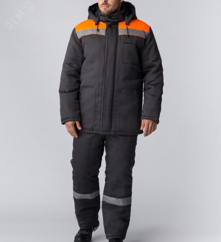 Костюм зимний Партнер NEW (Смесовая, 210) п/к, темно-серый/оранжевый,64-66,170-176 | код 87476973 | Факел