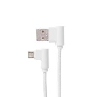 USB кабель microUSB, шнур «soft touch» 1 м, белый (угловые разьемы) | код 18-7027-9 | REXANT