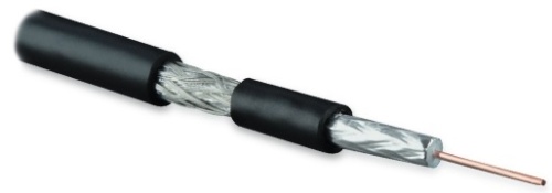 Кабель коаксиальный RG-59 75 Ом жила - 20 AWG PVC общий диаметр 6.0мм черный (бухта 500 м), Hyperline COAX-RG59-500 | код 49122 | Hyperline