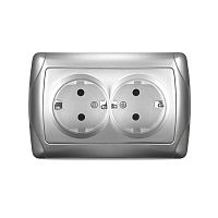 Розетка 2-м СП Маргарита 16А IP20 с заземл. серебр. UNIVersal | код М0128-S | Universal