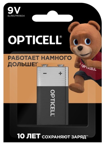 Элемент питания алкалиновый "крона" 6LR61 9В (блист. 1шт) Basic | код 5051003 | Opticell
