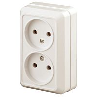 Розетка Intro Quadro 2-203-02 двойная без заземления 2х2P, 16А-250В, IP20, ОУ, Quadro, слоновая кость | код Б0053794 | ЭРА