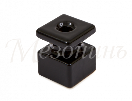 Изолятор фарфоровый квадратный для монтажа витой электропроводки, размеры: 20х20х25мм, цвет - черный, ТМ МезонинЪ (30шт/уп) | код GE80025-05 | МЕЗОНИНЪ