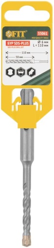 Бур по бетону SDS-PLUS профи крестообразная вставка двойная спираль 6х110мм FIT 33061 фото 3 Бур по бетону SDS-PLUS профи крестообразная вставка двойная спираль 6х110мм FIT 33061 фото 3