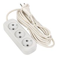 Удлинитель "Эксперт" 3 гнезда 5 метров 10А/2,2кВт без заземления ПВС 2х0,75 PROxima | код UBA10-275-3-05 | EKF