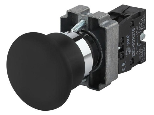 Кнопка LAY5-BC21 "Грибок" 1з BBG70-BC-K02E черн. | код Б0045640 | ЭРА