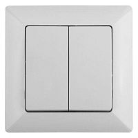 Переключатель Intro Solo 4-107-01 двухклавишный 10А-250В, IP20, СУ, белый | код Б0053609 | ЭРА