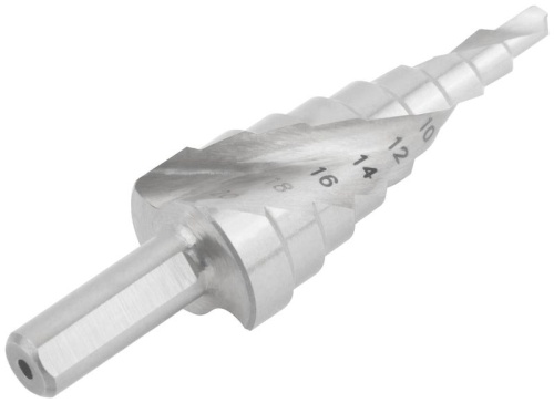 Сверло по металлу ступенчатое 4-20мм 9 ступеней спиральный профиль HSS КУРС 36366 фото 5