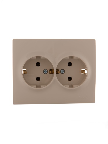 KARINA Розетка двойная с/з керамика крем (10шт/120шт) | код 707-0300-127 | Lezard