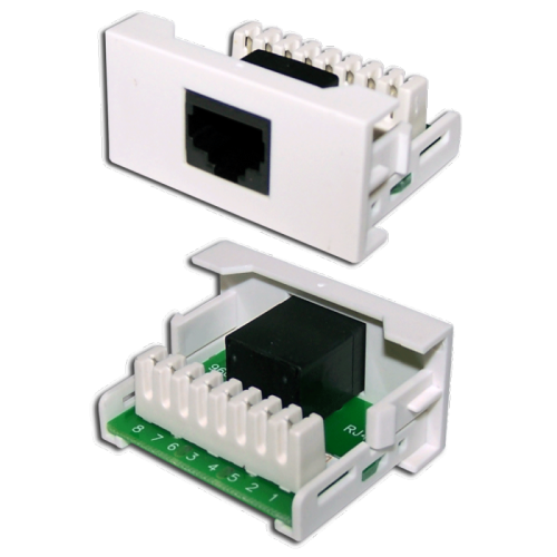 Вставка Mosaic 22.5x45 1xRJ45 Cat.5e, белая | код LAN-WA-LP-45/5E-WH | LANMASTER