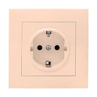 Валенсия розетка 1-местная с/з 16А кремовая с защ, штор, PROxima | код EWR16-028-20 | EKF