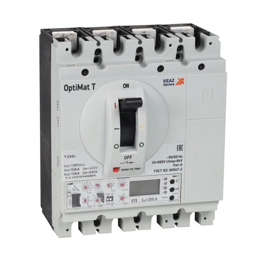 Выключатель автоматический OptiMat T250L ETE 250A 4P | код 355929 | КЭАЗ Выключатель автоматический OptiMat T250L ETE 250A 4P | код 355929 | КЭАЗ