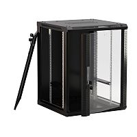Hyperline TWB-0666-SR-RAL9004 Шкаф настенный 19-дюймовый (19), 6U, 367x600х600мм, металлическая передняя дверь с замком, две боковые панели, цвет черный (RAL 9004) (разобранный) | код 395303 | Hyperline