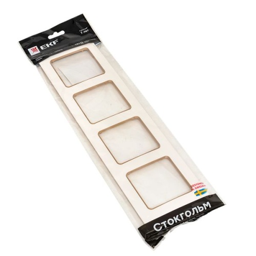 Стокгольм Рамка 4-местная белая с линией цвета шампань PROxima | код EAM-G-303-20 | EKF фото 3