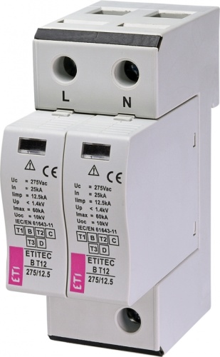 Ограничитель перенапряжения ETITEC B T12 275/12,5 (2+0) 2p | код 002440317 | ETI