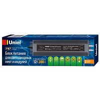 Блок питания UET-VAF-200A67 12V IP67 2 выхода ультратонкий 200Вт Металлический корпус | код UL-00007579 | Uniel