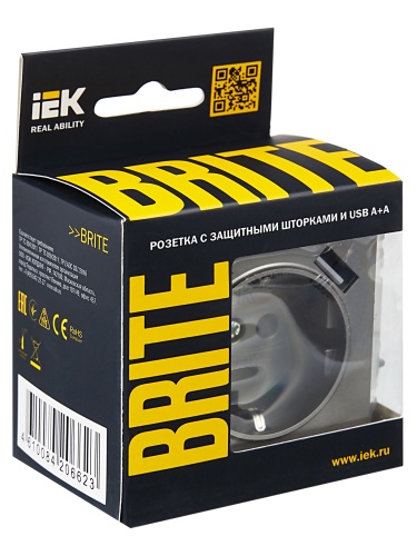 BRITE Роз. с з/к/ш 16А с USB A+A 3,1А РЮш10-2-БрС сталь IEK | код BR-R14-16-U21-D31-K46 | IEK фото 4 BRITE Роз. с з/к/ш 16А с USB A+A 3,1А РЮш10-2-БрС сталь IEK | код BR-R14-16-U21-D31-K46 | IEK фото 4