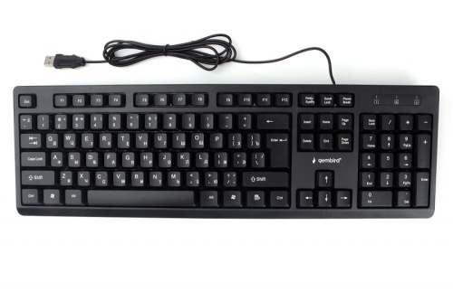 Клавиатура Gembird KB-8355U-BL, USB, черный, лазерная гравировка символов, кабель 1,85м | код KB-8355U-BL | Gembird