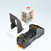 Реле, 2CO, 12A, 24VDC, тест-кнопка+LED+магнит | код RKF2CO024LTS | Shenler