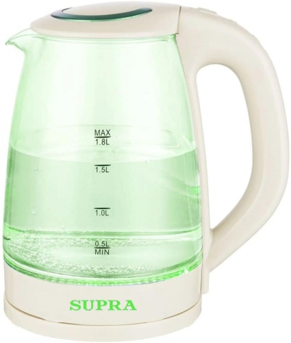 Чайник электрический Supra KES-1810G 1.8л. 1850Вт бежевый корпус: стекло/пластик | код 1993360 | SUPRA