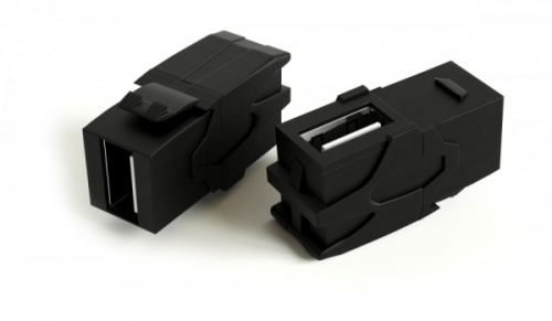 Вставка формата Keystone Jack с проходным адаптером USB 2 (Type A) 90 градусов ROHS черная, Hyperline KJ1-USB-VA2-BK | код 251218 | Hyperline