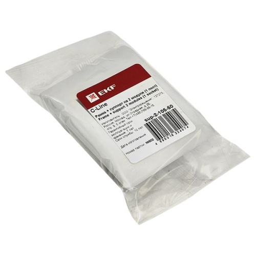 Рамка+суппорт 2 модуля (1 пост) для парапетного кабельного канала C-Line | код sup-2-105-50 | EKF фото 3