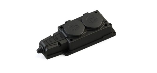 Колодка MultiSet 2х розетка 2К+З 16А/250В IP44 каучуковая черн. | код MST4102BK | Systeme Electric