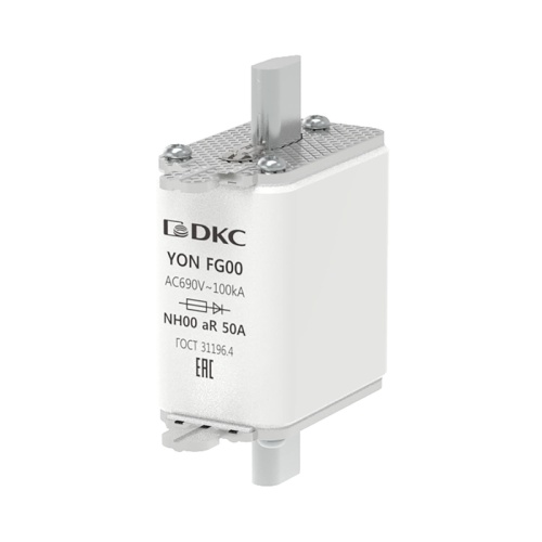 Предохранитель YON ножевого типа FG00 50А 690V характеристика aR | код 1FG00-0050-690V-AR | DKC