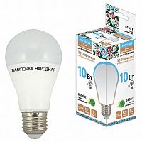 Лампа светодиодная НЛ-LED-A60-10 Вт-230 В-6500 К-Е27, (60х112 мм² , Народная | код. SQ0340-0119 | TDM