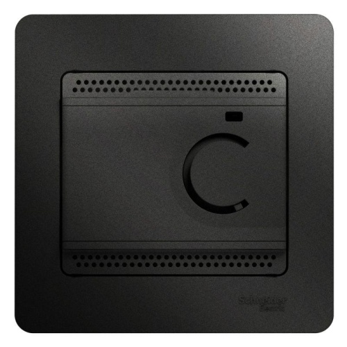 Термостат Glossa электронный для теплого пола с датчиком 10А в сборе антрацит | код GSL000738 | Schneider Electric