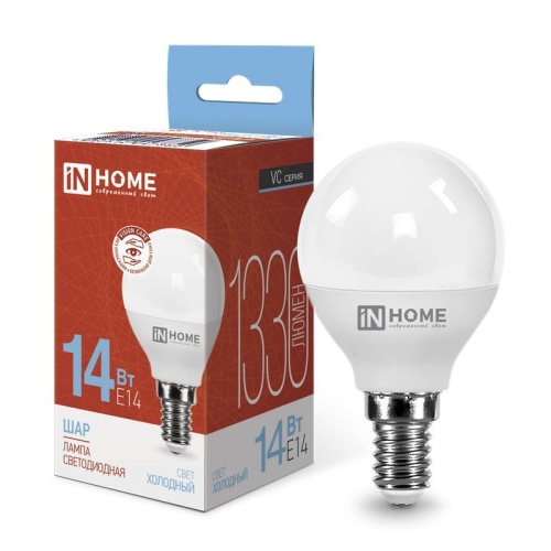 Лампа светодиодная LED-ШАР-VC 14Вт 230В E14 6500К 1330лм | код 4690612047850 | IN HOME