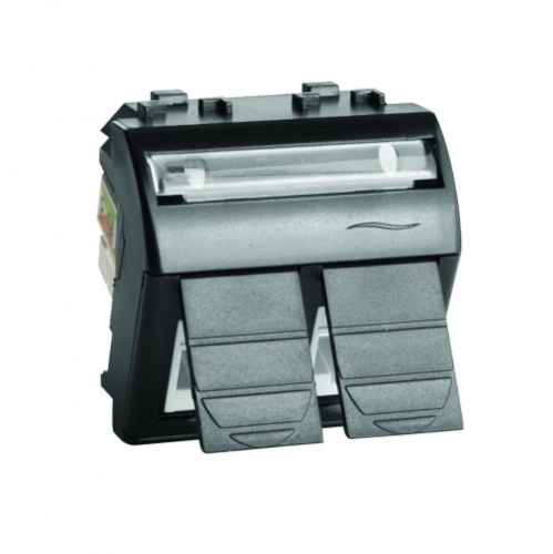 Компьютерная розетка двойная RJ45 кат.5e, Brava, черная, 2мод | код 77656N | DKC