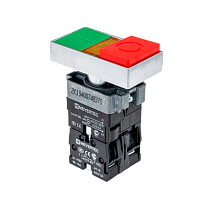 Кнопка двойная с LED подсветкой, 220V AC/DC, красный/зеленый,1NO+1NC, выступающий толкатель, мет. MTB2-BW8463 | код 58230 | MEYERTEC