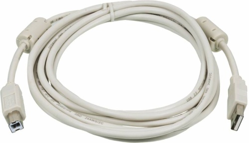 Кабель Ningbo USB A(m) USB B(m) 3м (USB2.0-AM/BM-3M-MG) феррит.кольца серый | код 841876 | NINGBO
