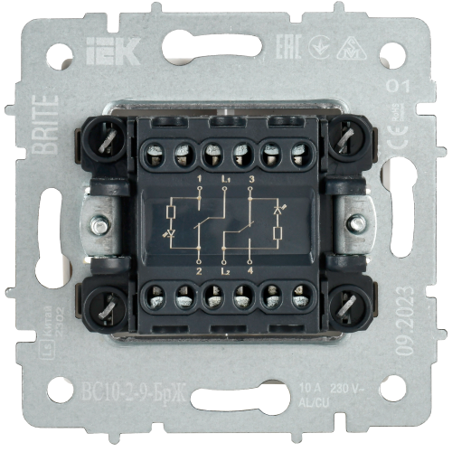 BRITE Выключ. 2-кл. с инд. отел. 10А ВС10-2-9-БрЖ жемч. IEK | код BR-V20-2-10-K36 | IEK фото 2