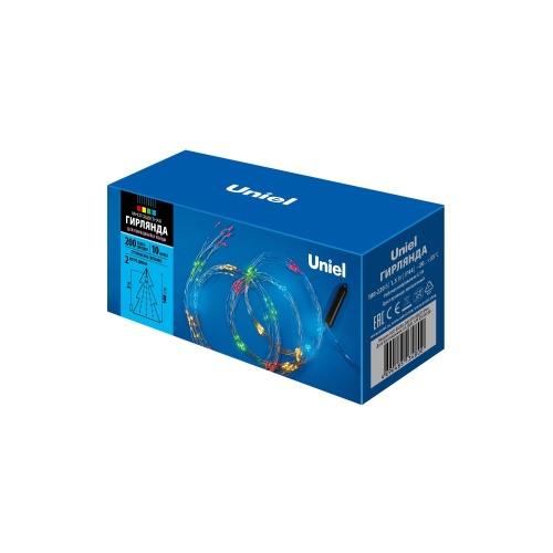 Гирлянда LED "Лучи росы" ULD-E0200-200/STA MULTI IP44 2м 10 нитей 200 диодов разноцвет. свет провод прозр. Uniel UL-00007284
