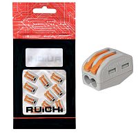 Клемма зажимная соединительная 2-контактная RUICHI 222-412, 24 А, 250 В, PA66, упаковка 10 шт. | код 115409 | Ruichi