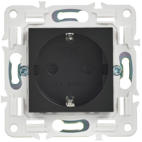 SKANDY Розетка с заземлением с защитными шторками 16А безвинтовой контат SK-R06Bl черный IEKновинка | код SK-R14-16-1-K02 | IEK фото 4