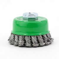 Щетка чашечная жгутовая Д75xM14, ворс нерж сталь 0,50 по металлу (13-161) | код EB-ASS2 | EuroBrush