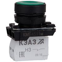 Кнопка КМЕ4520м-зеленый-2но+0нз-цилиндр-IP54-КЭАЗ | код 354371 | КЭАЗ