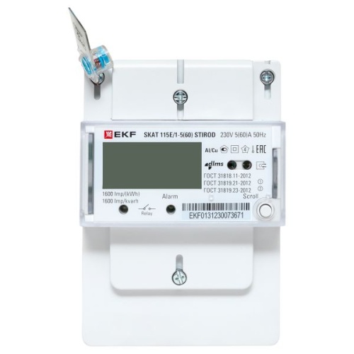 Счетчик электрической энергии однофазный многотарифный SKAT 115E/1-5(60) STIROD (встроенное реле) EKF 2т МСК+0 | код 11503R | EKF фото 3