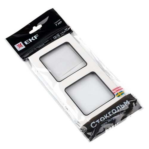 Стокгольм Рамка 2-местная белая с линией цвета черный PROxima | код EXM-G-305-10 | EKF фото 5