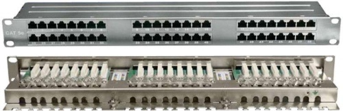 Патч-панель 19дюйм 1U кат.5E полн. экранир. 48 портов RJ45 Dual IDC PPHD-19-48-8P8C-C5E-SH-110D высок. плотности | код 420641 | Hyperline