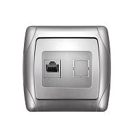 Розетка компьютерная 1-м СП Маргарита RJ45 серебр. UNIVersal | код М0035-S | Universal
