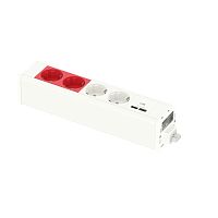 Unica System+ Блок 2хРозетка БЕЛАЯ + 2хРозетка КРАСНАЯ + 2хUSB типа A/C БЕЛЫЙ | код INS44244 | Systeme Electric